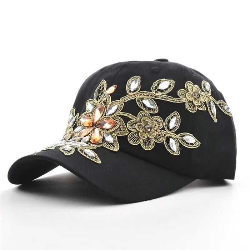 Diamond Blossom Denim Cap