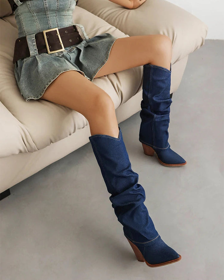 Indigo Rise Denim Boots