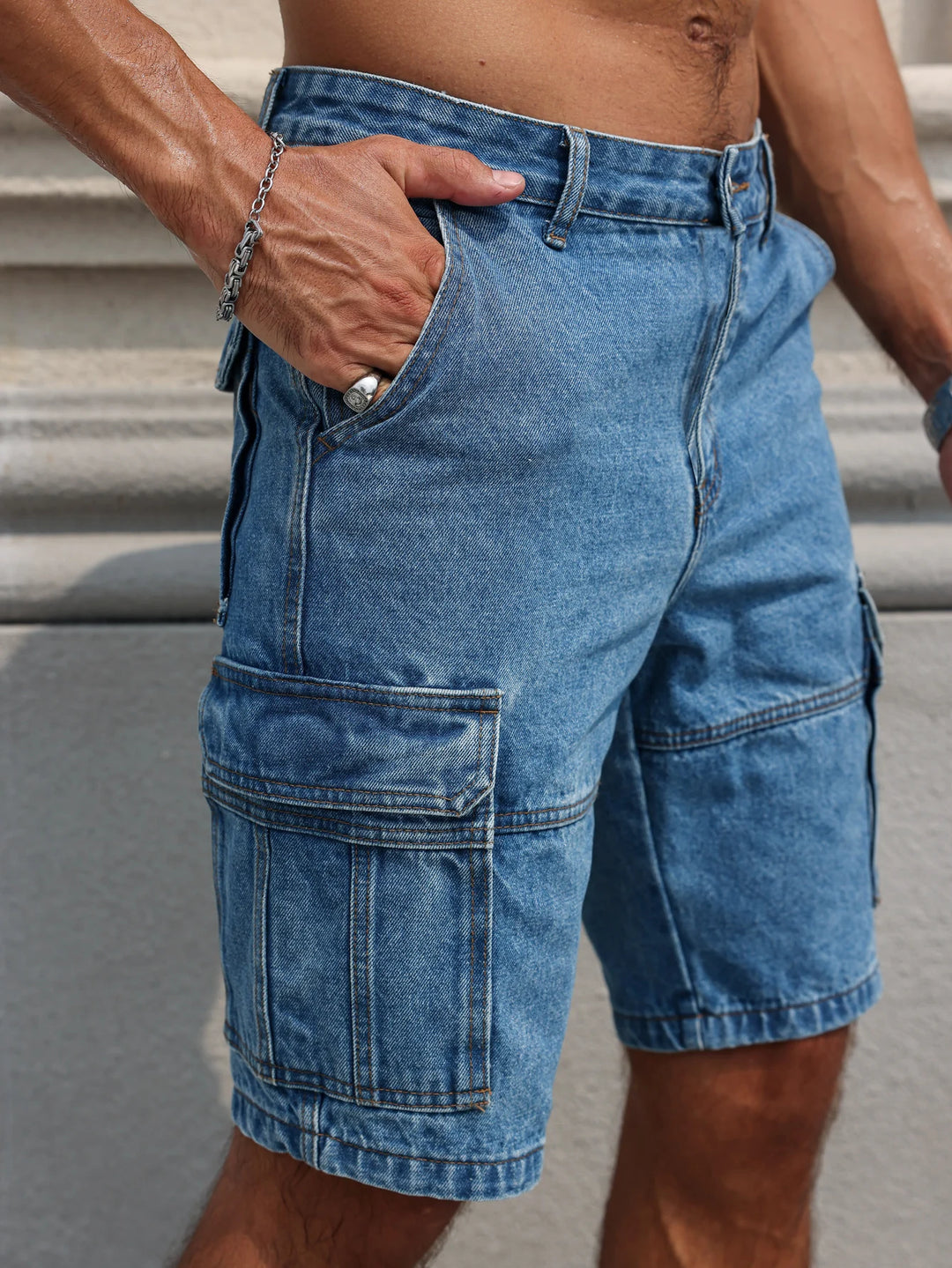 Classic Denim Cargo Shorts
